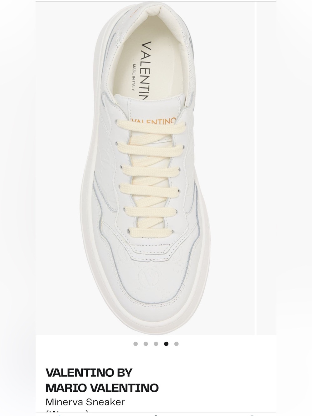 Valentino White Leather Platform Sneakers with Cream Laces - Picture 4 of 11